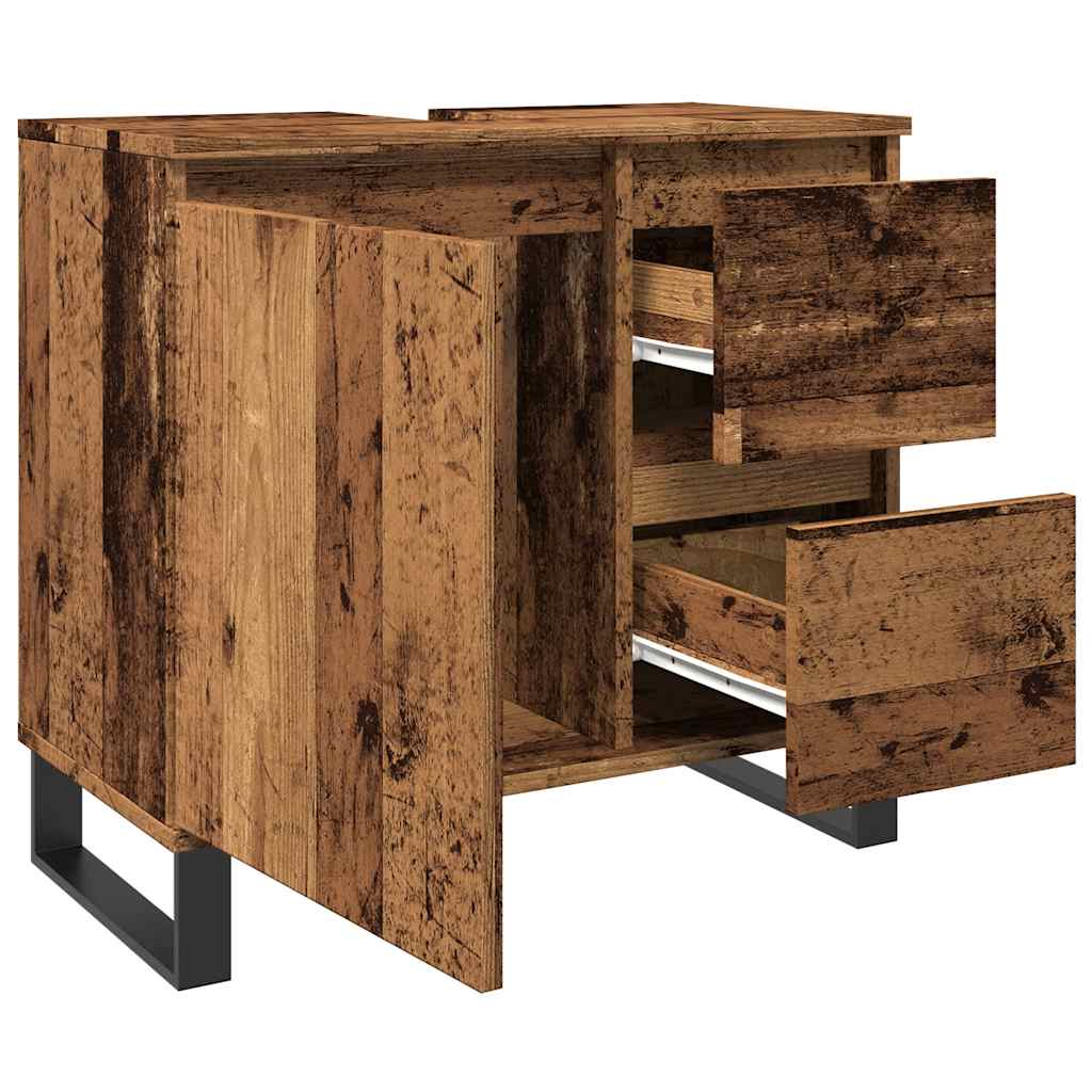 Badkamerkast 65x33x60 cm bewerkt hout oud houtkleurig is nu te koop bij PeponiXL, paradijselijk wonen!