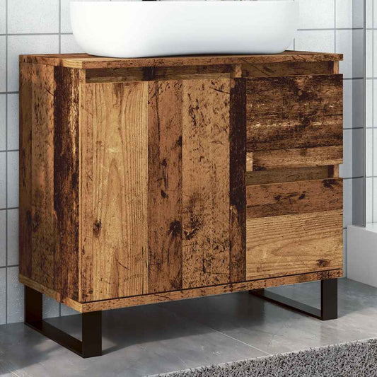 Badkamerkast 65x33x60 cm bewerkt hout oud houtkleurig is nu te koop bij PeponiXL, paradijselijk wonen!