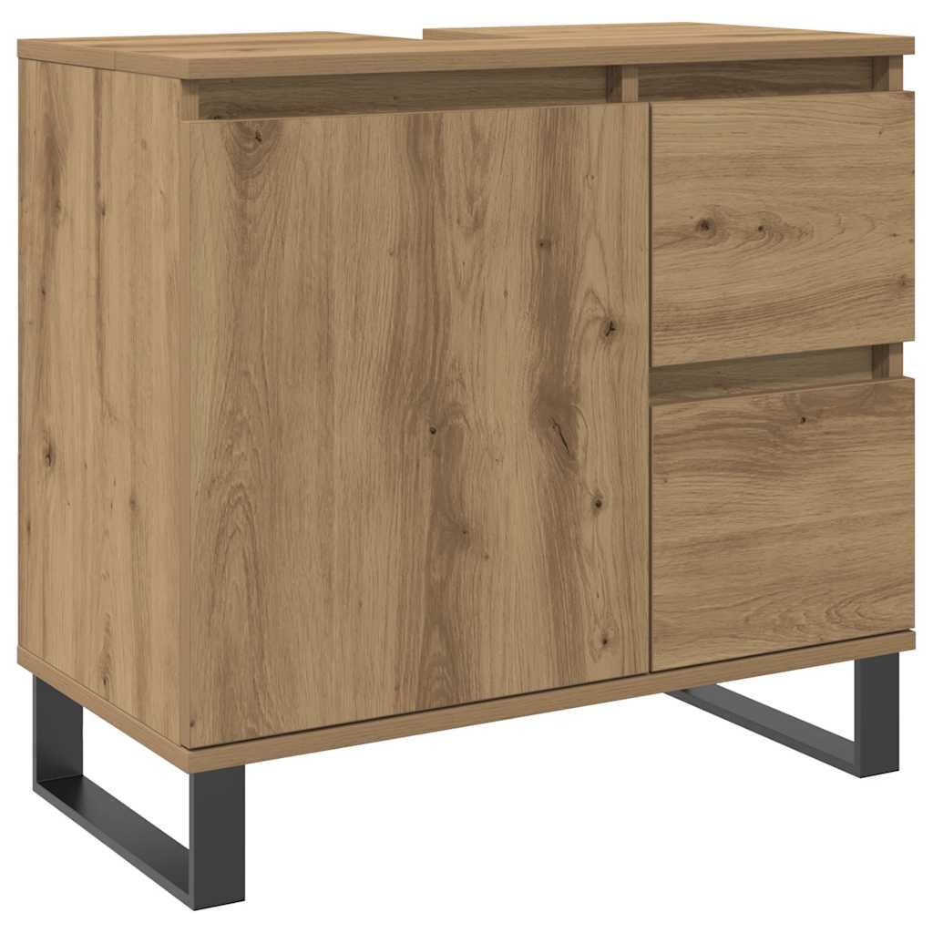 Badkamerkast 65x33x60 cm bewerkt hout artisanaal eikenkleurig is nu te koop bij PeponiXL, paradijselijk wonen!