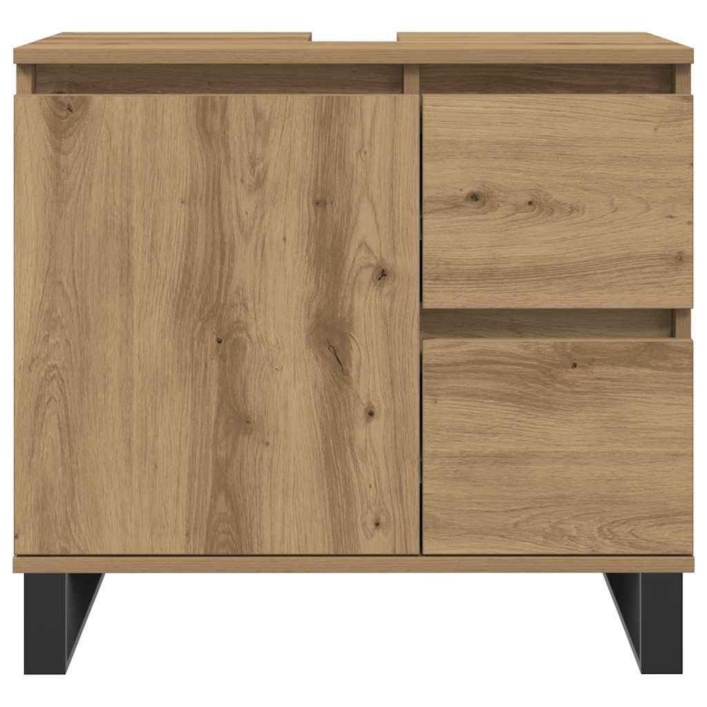 Badkamerkast 65x33x60 cm bewerkt hout artisanaal eikenkleurig is nu te koop bij PeponiXL, paradijselijk wonen!