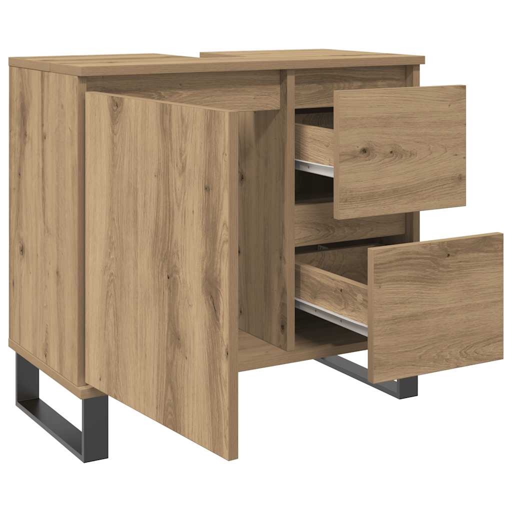 Badkamerkast 65x33x60 cm bewerkt hout artisanaal eikenkleurig is nu te koop bij PeponiXL, paradijselijk wonen!