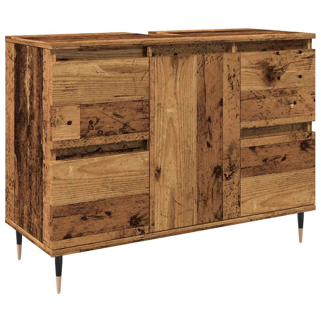 Badkamerkast 80x33x60 cm bewerkt hout oud houtkleurig is nu te koop bij PeponiXL, paradijselijk wonen!
