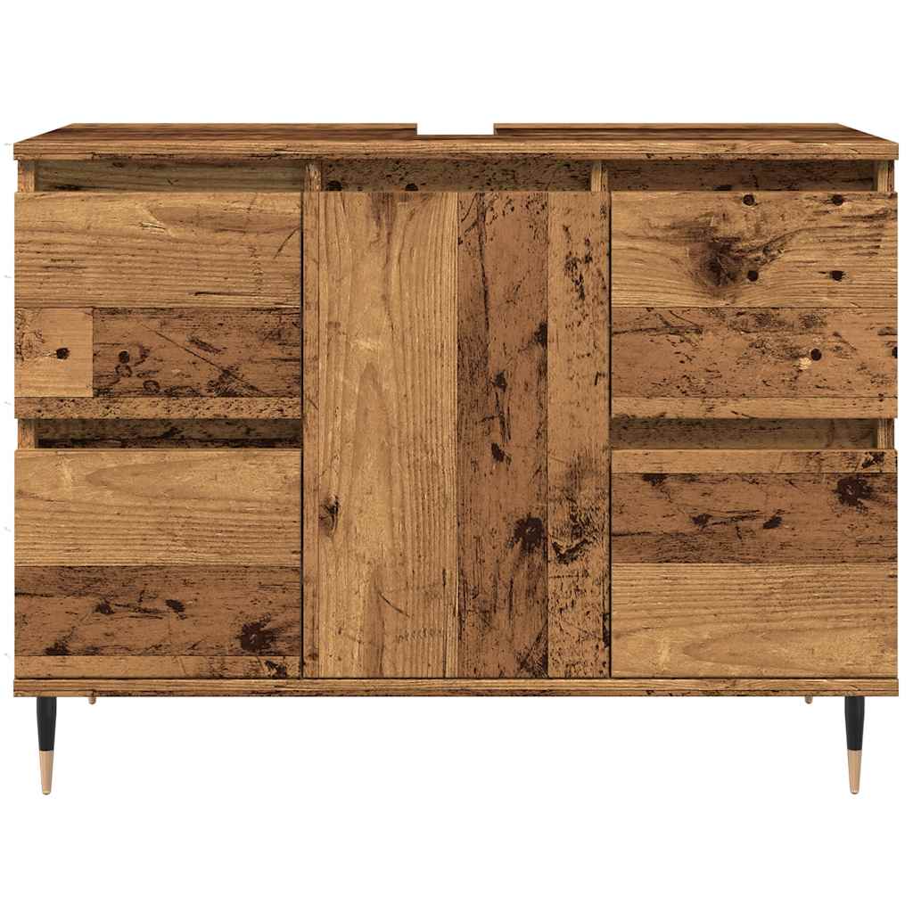 Badkamerkast 80x33x60 cm bewerkt hout oud houtkleurig is nu te koop bij PeponiXL, paradijselijk wonen!