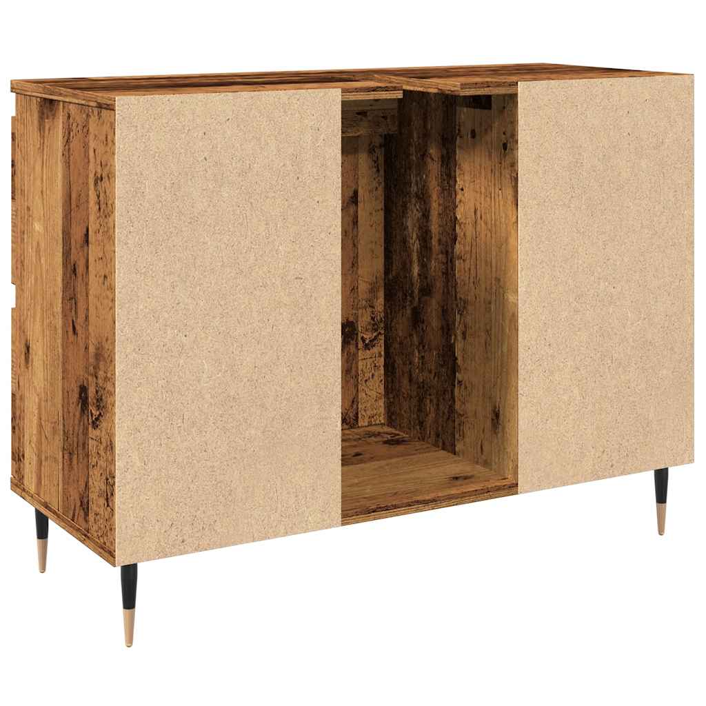 Badkamerkast 80x33x60 cm bewerkt hout oud houtkleurig is nu te koop bij PeponiXL, paradijselijk wonen!