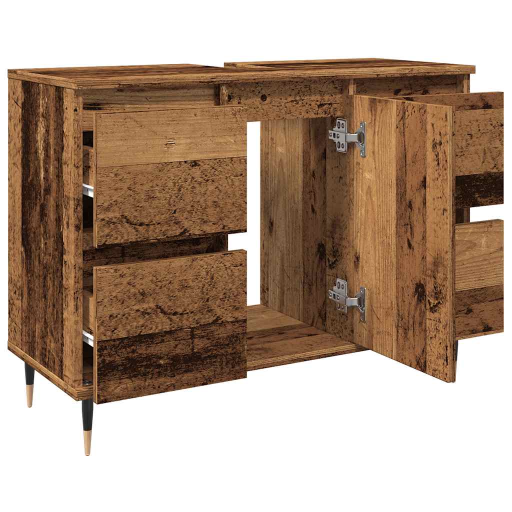 Badkamerkast 80x33x60 cm bewerkt hout oud houtkleurig is nu te koop bij PeponiXL, paradijselijk wonen!