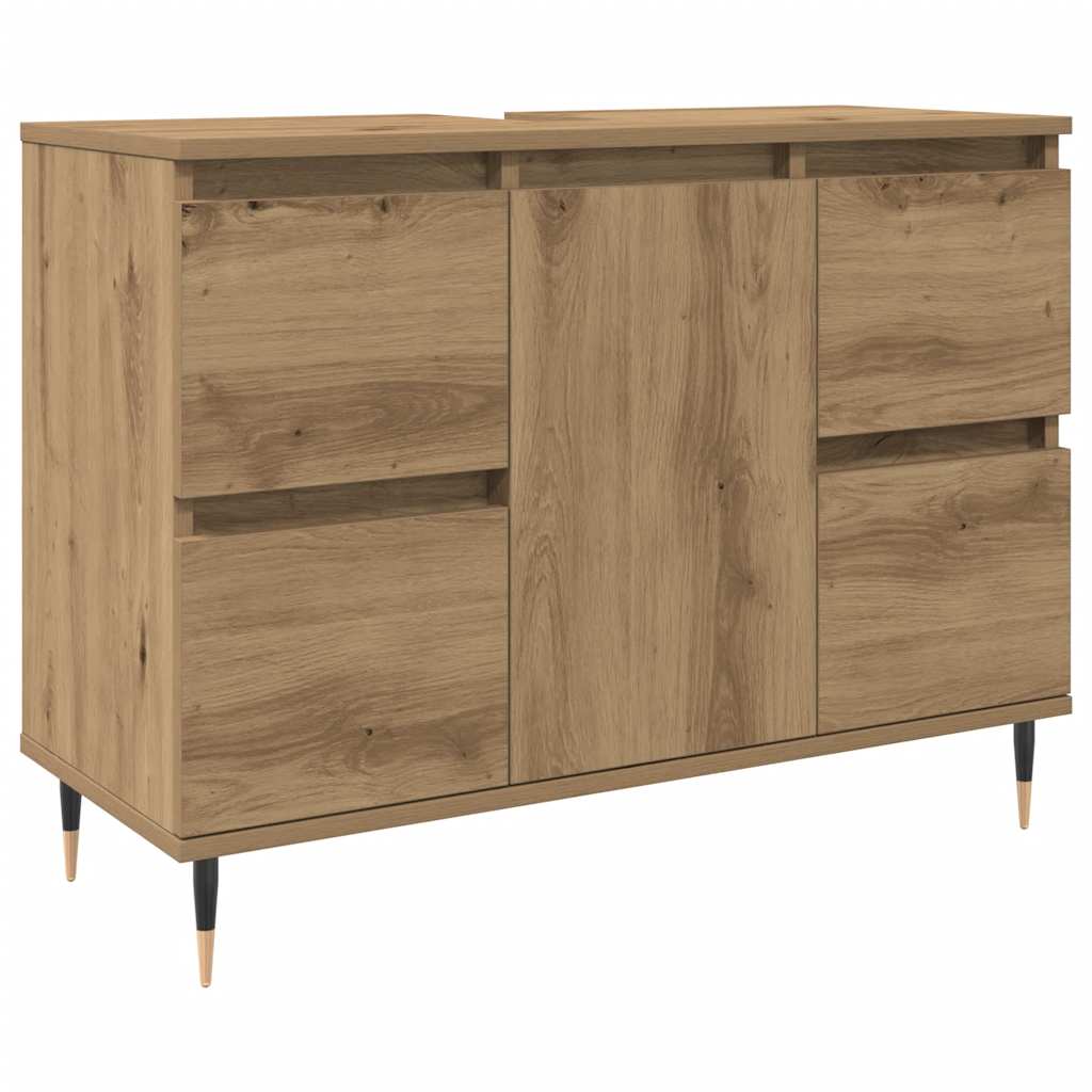 Badkamerkast 80x33x60 cm bewerkt hout artisanaal eikenkleurig is nu te koop bij PeponiXL, paradijselijk wonen!