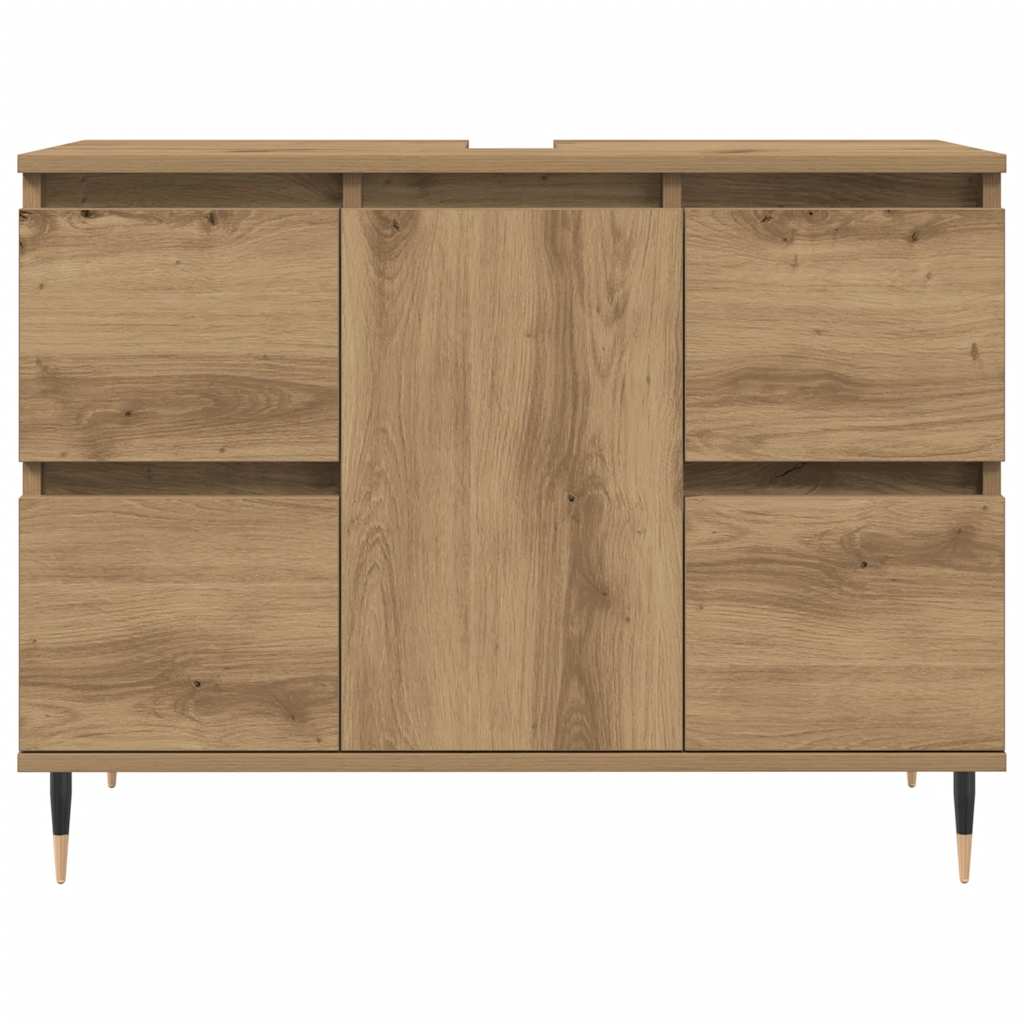 Badkamerkast 80x33x60 cm bewerkt hout artisanaal eikenkleurig is nu te koop bij PeponiXL, paradijselijk wonen!