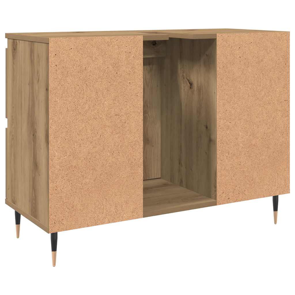 Badkamerkast 80x33x60 cm bewerkt hout artisanaal eikenkleurig is nu te koop bij PeponiXL, paradijselijk wonen!