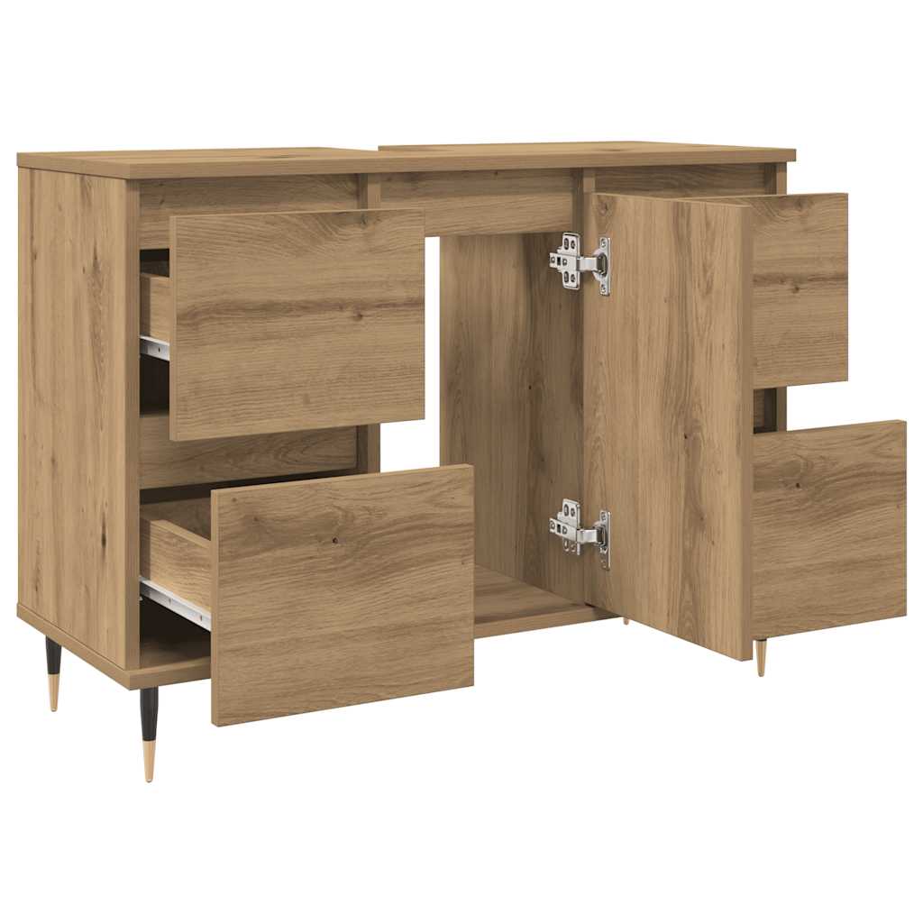 Badkamerkast 80x33x60 cm bewerkt hout artisanaal eikenkleurig is nu te koop bij PeponiXL, paradijselijk wonen!