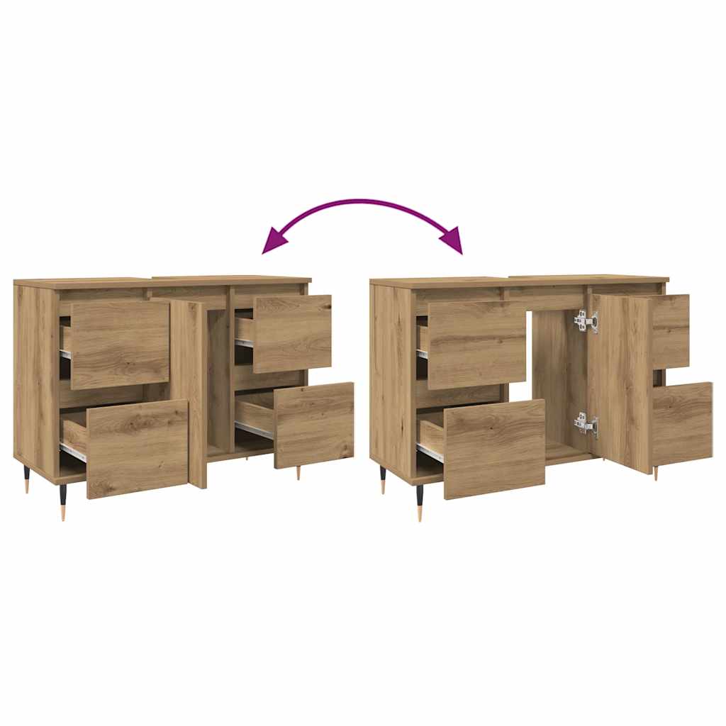 Badkamerkast 80x33x60 cm bewerkt hout artisanaal eikenkleurig is nu te koop bij PeponiXL, paradijselijk wonen!