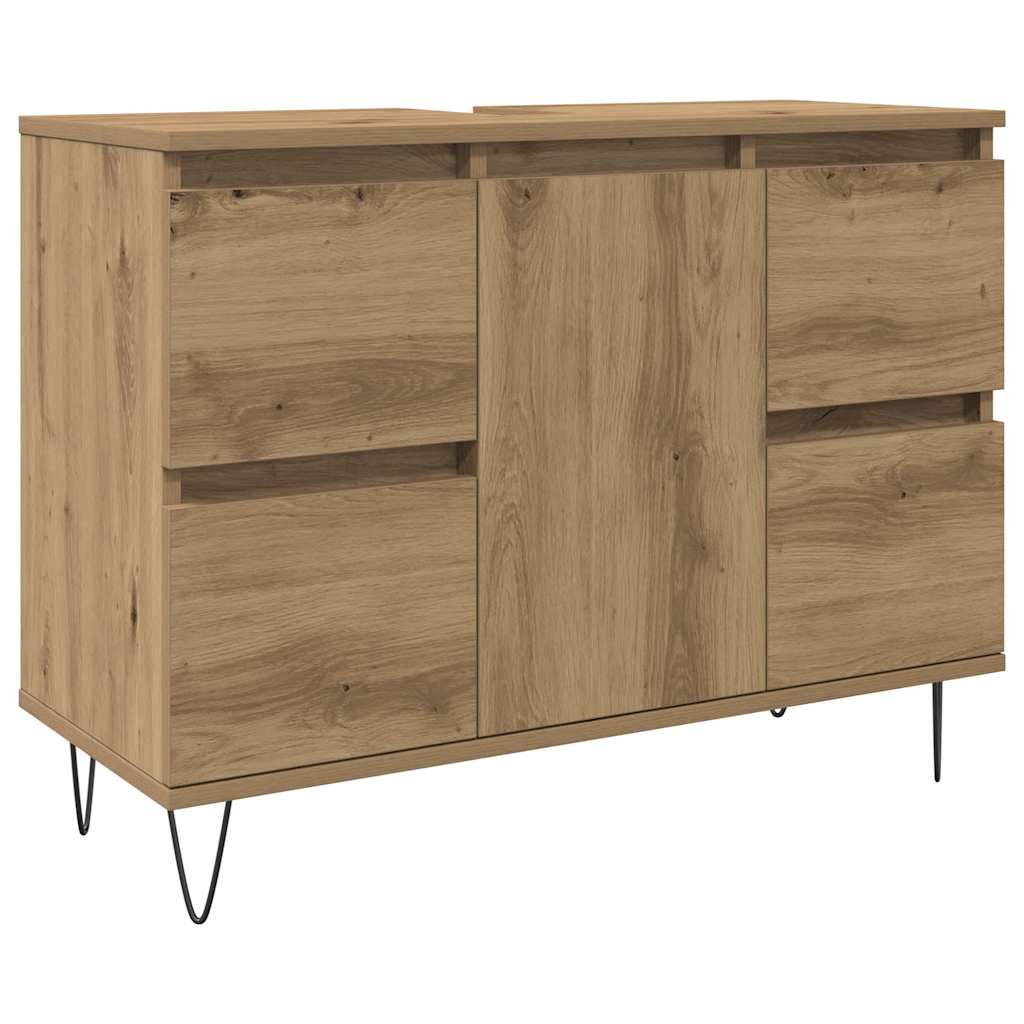 Badkamerkast 80x33x60 cm bewerkt hout artisanaal eikenkleurig is nu te koop bij PeponiXL, paradijselijk wonen!