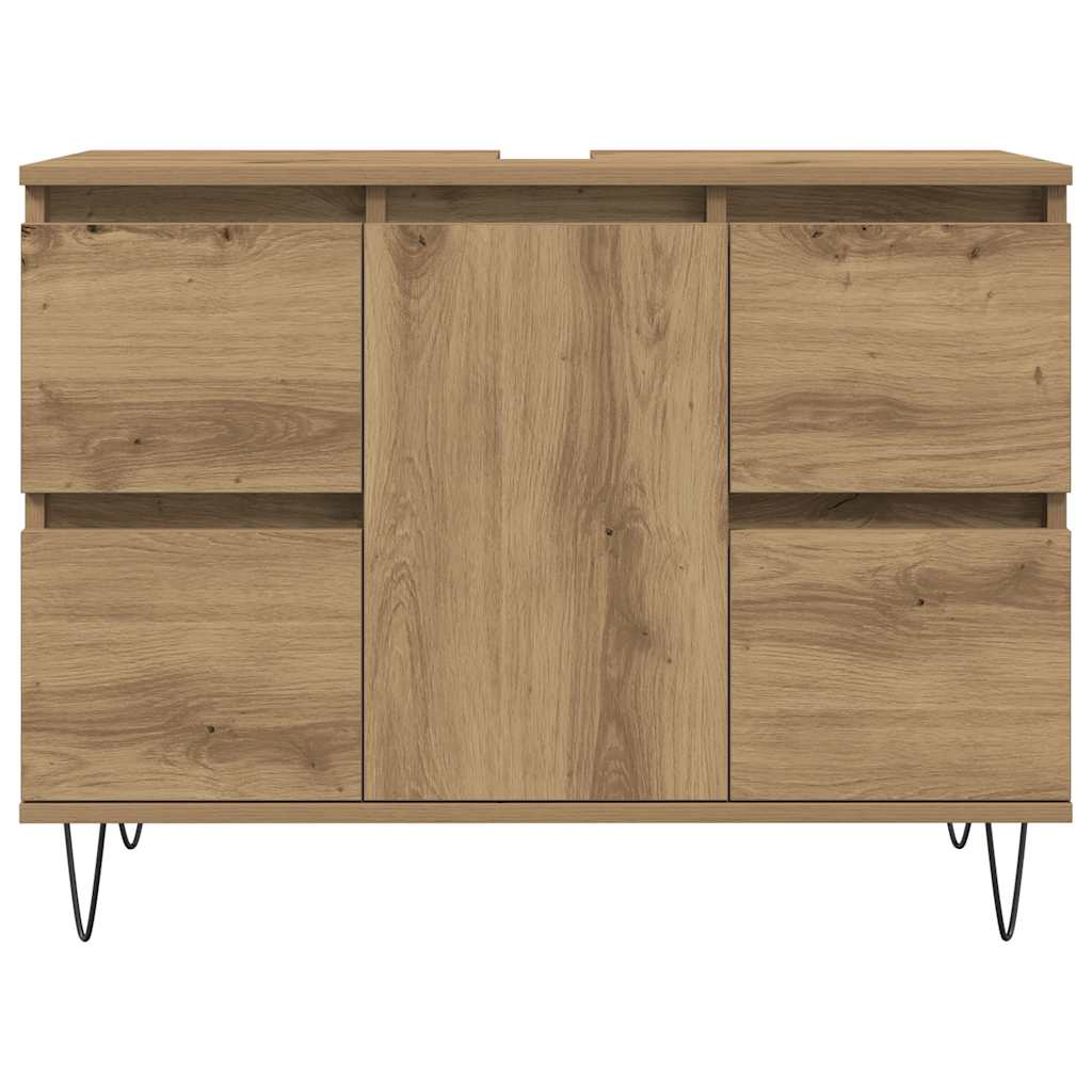 Badkamerkast 80x33x60 cm bewerkt hout artisanaal eikenkleurig is nu te koop bij PeponiXL, paradijselijk wonen!