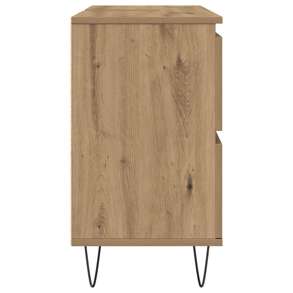 Badkamerkast 80x33x60 cm bewerkt hout artisanaal eikenkleurig is nu te koop bij PeponiXL, paradijselijk wonen!