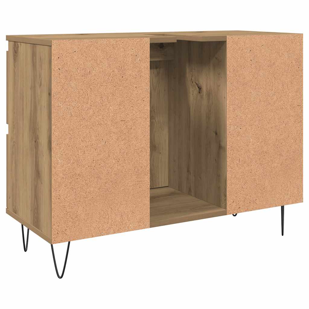 Badkamerkast 80x33x60 cm bewerkt hout artisanaal eikenkleurig is nu te koop bij PeponiXL, paradijselijk wonen!