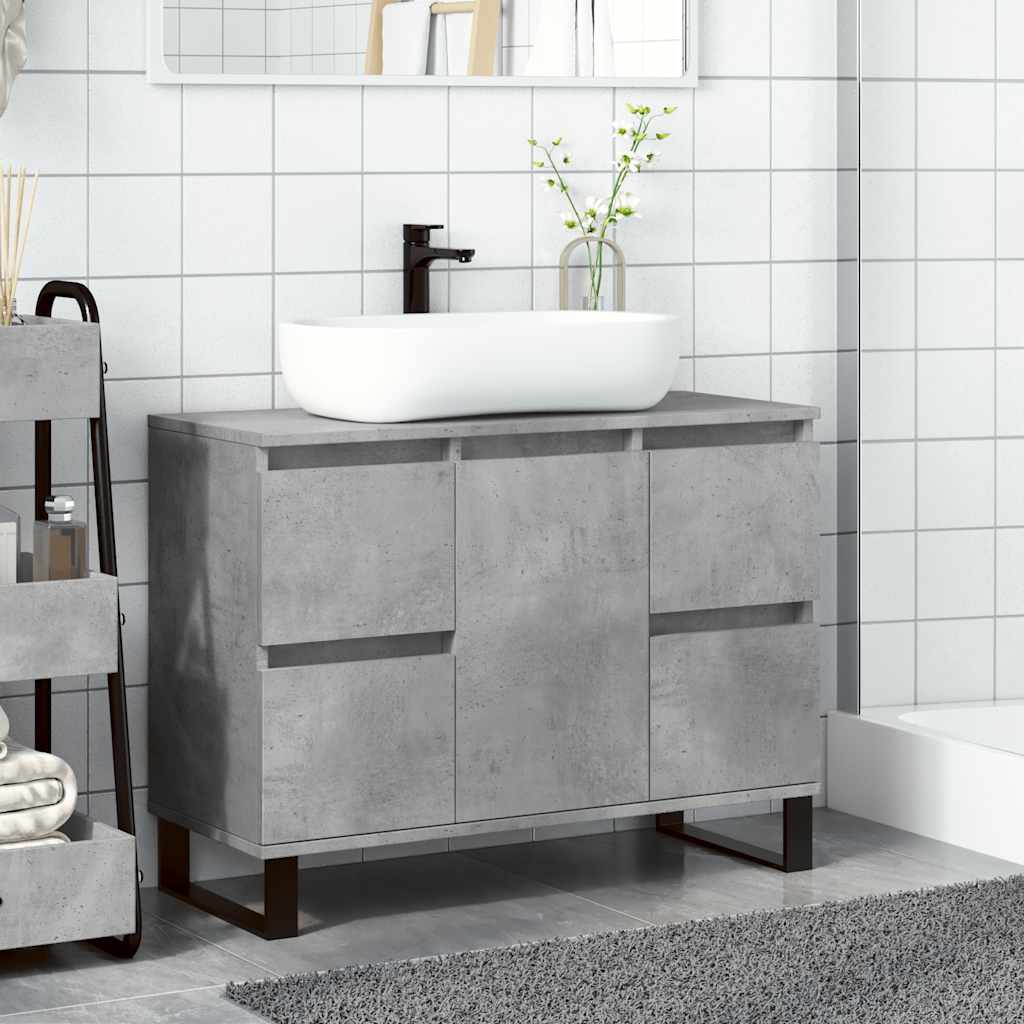 Badkamerkast 80x33x60 cm bewerkt hout betongrijs is nu te koop bij PeponiXL, paradijselijk wonen!