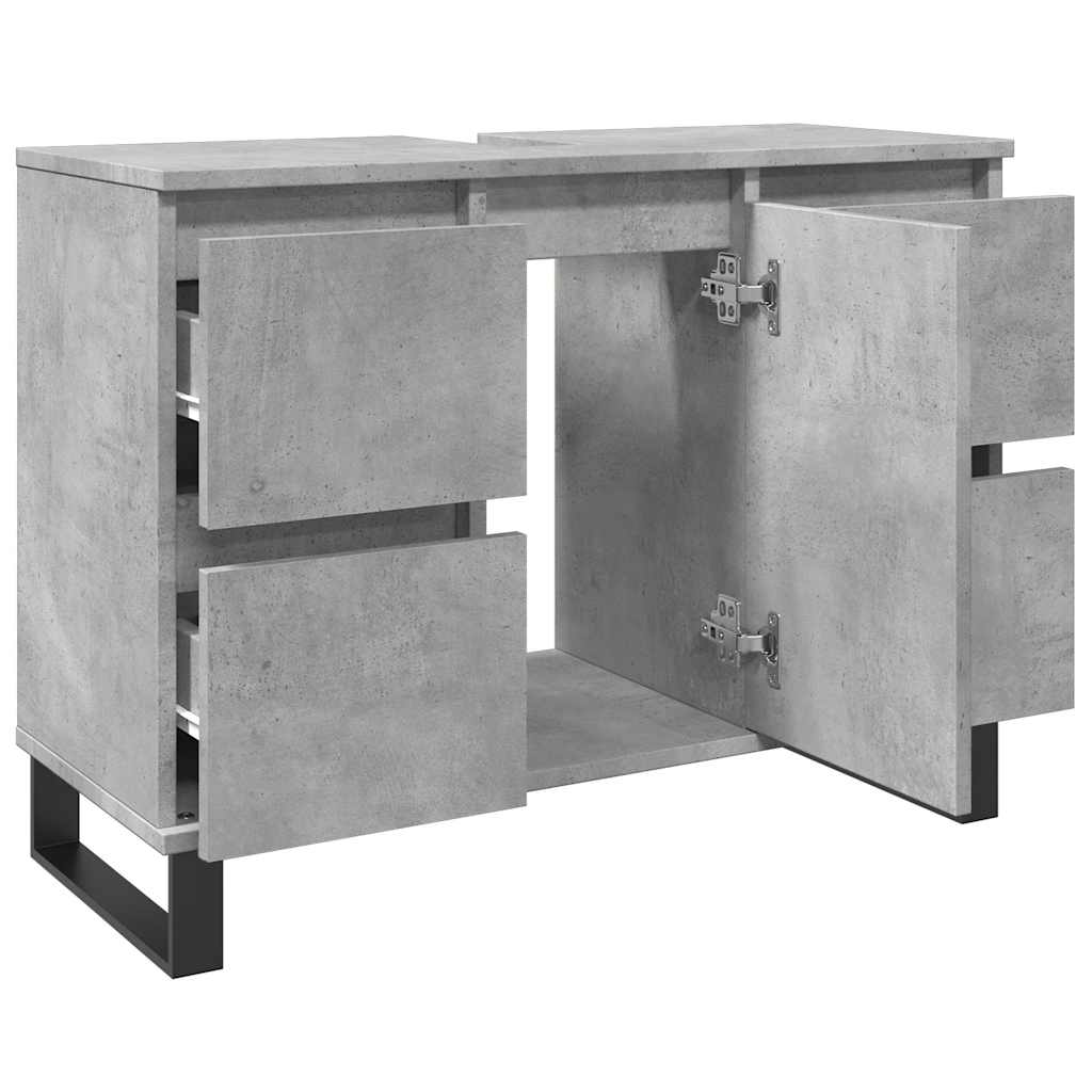 Badkamerkast 80x33x60 cm bewerkt hout betongrijs is nu te koop bij PeponiXL, paradijselijk wonen!