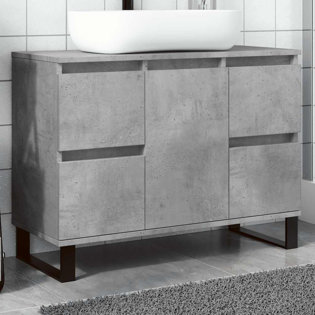 Badkamerkast 80x33x60 cm bewerkt hout betongrijs is nu te koop bij PeponiXL, paradijselijk wonen!