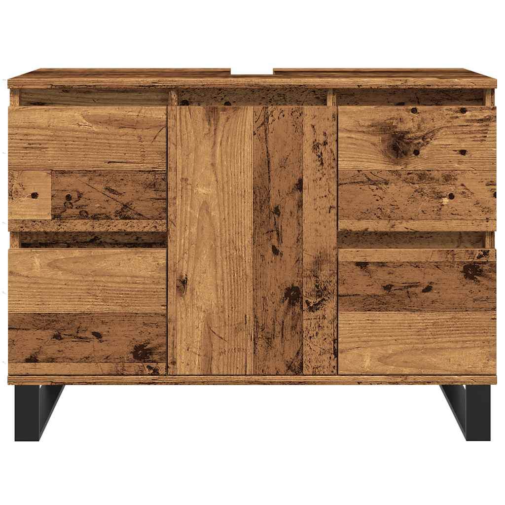 Badkamerkast 80x33x60 cm bewerkt hout oud houtkleurig is nu te koop bij PeponiXL, paradijselijk wonen!