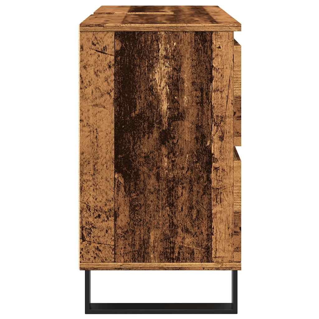 Badkamerkast 80x33x60 cm bewerkt hout oud houtkleurig is nu te koop bij PeponiXL, paradijselijk wonen!