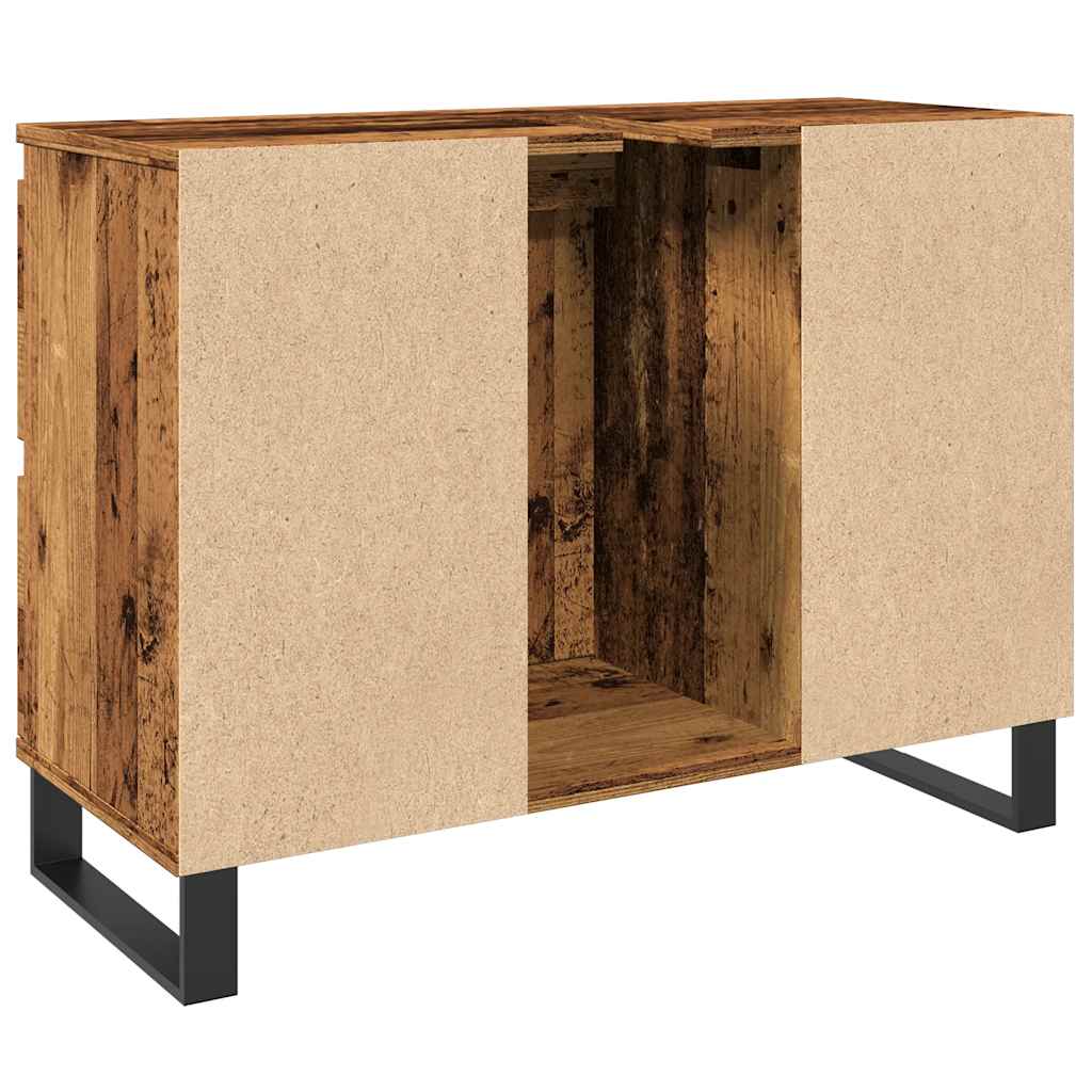 Badkamerkast 80x33x60 cm bewerkt hout oud houtkleurig is nu te koop bij PeponiXL, paradijselijk wonen!