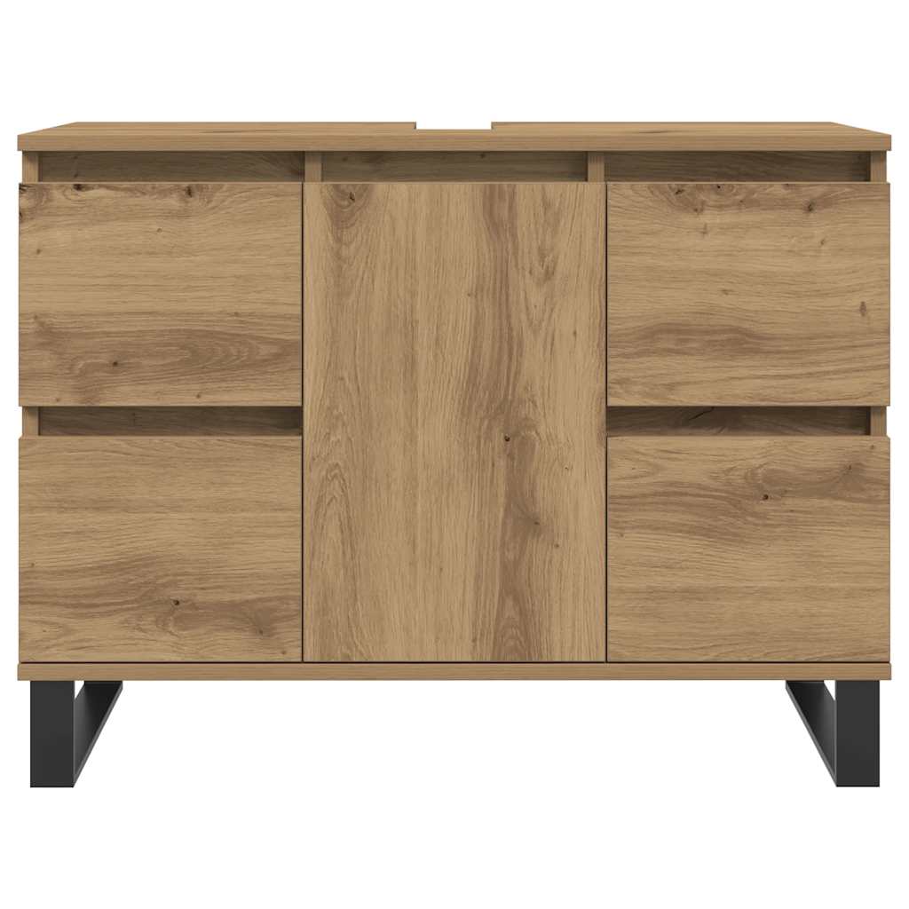 Badkamerkast 80x33x60 cm bewerkt hout artisanaal eikenkleurig is nu te koop bij PeponiXL, paradijselijk wonen!