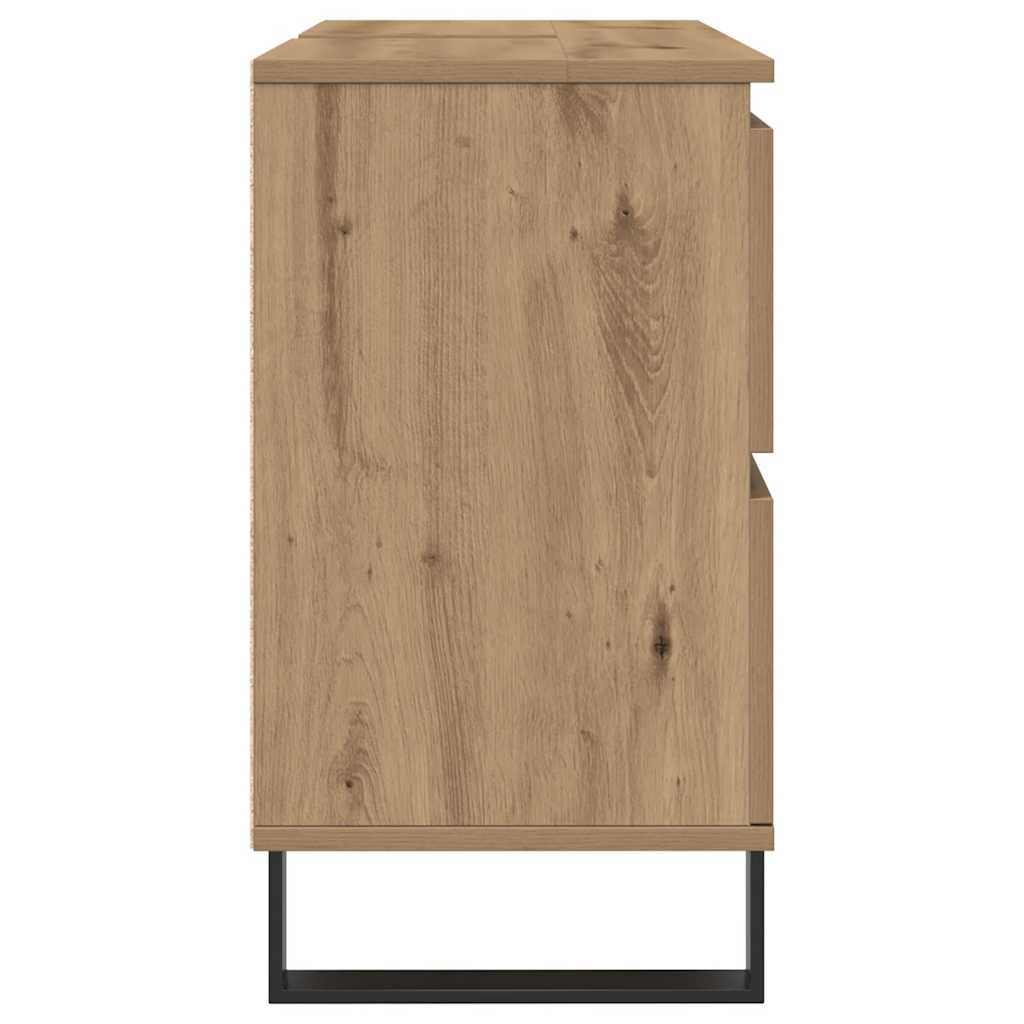 Badkamerkast 80x33x60 cm bewerkt hout artisanaal eikenkleurig is nu te koop bij PeponiXL, paradijselijk wonen!