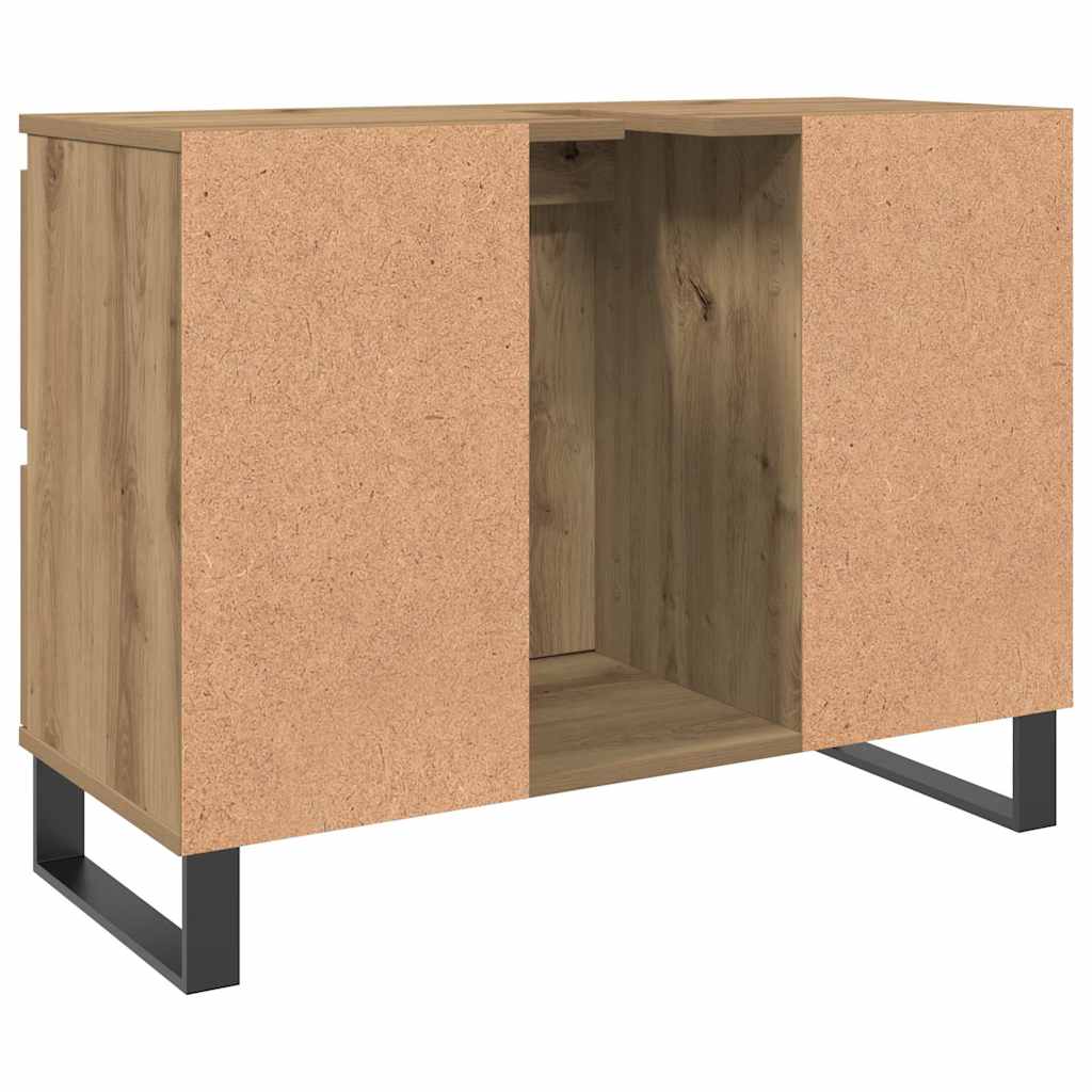 Badkamerkast 80x33x60 cm bewerkt hout artisanaal eikenkleurig is nu te koop bij PeponiXL, paradijselijk wonen!