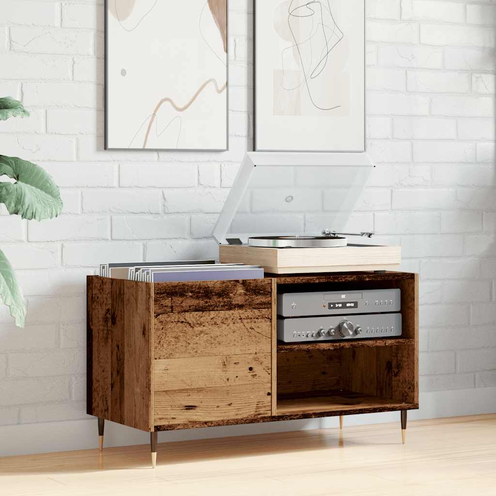 Platenkast 84,5x38x48 cm bewerkt hout oud houtkleurig is nu te koop bij PeponiXL, paradijselijk wonen!