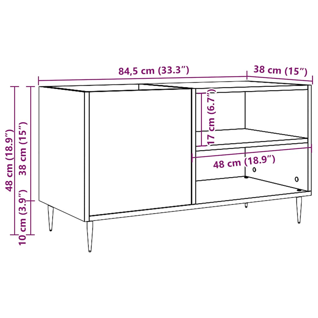 Platenkast 84,5x38x48 cm bewerkt hout oud houtkleurig is nu te koop bij PeponiXL, paradijselijk wonen!