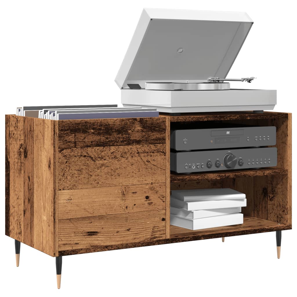 Platenkast 84,5x38x48 cm bewerkt hout oud houtkleurig is nu te koop bij PeponiXL, paradijselijk wonen!