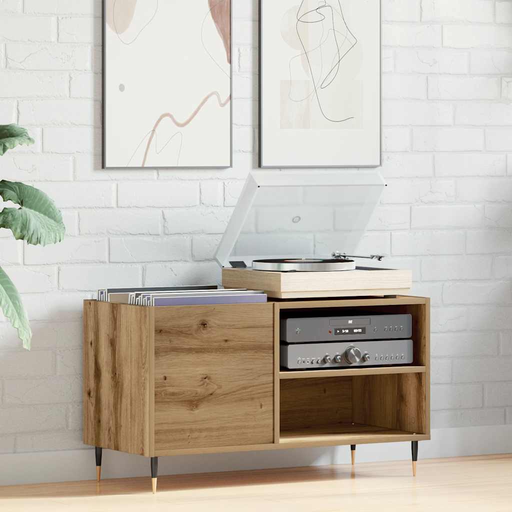 Platenkast 84,5x38x48 cm bewerkt hout artisanaal eikenkleur is nu te koop bij PeponiXL, paradijselijk wonen!