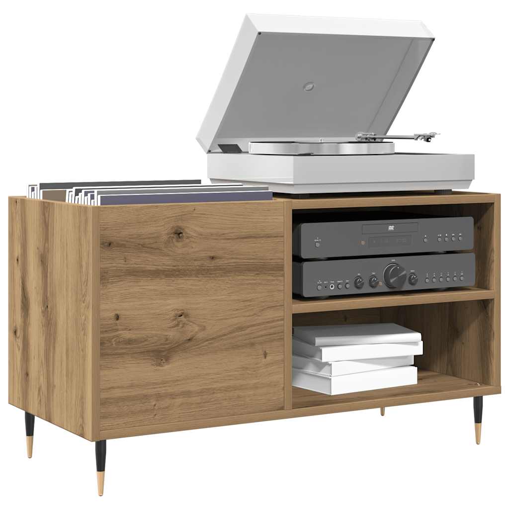 Platenkast 84,5x38x48 cm bewerkt hout artisanaal eikenkleur is nu te koop bij PeponiXL, paradijselijk wonen!