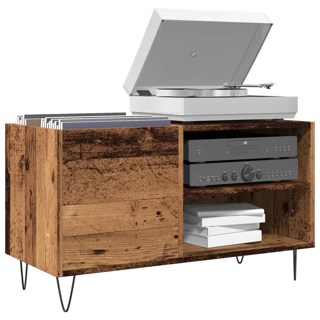 Platenkast 84,5x38x48 cm bewerkt hout oud houtkleurig is nu te koop bij PeponiXL, paradijselijk wonen!