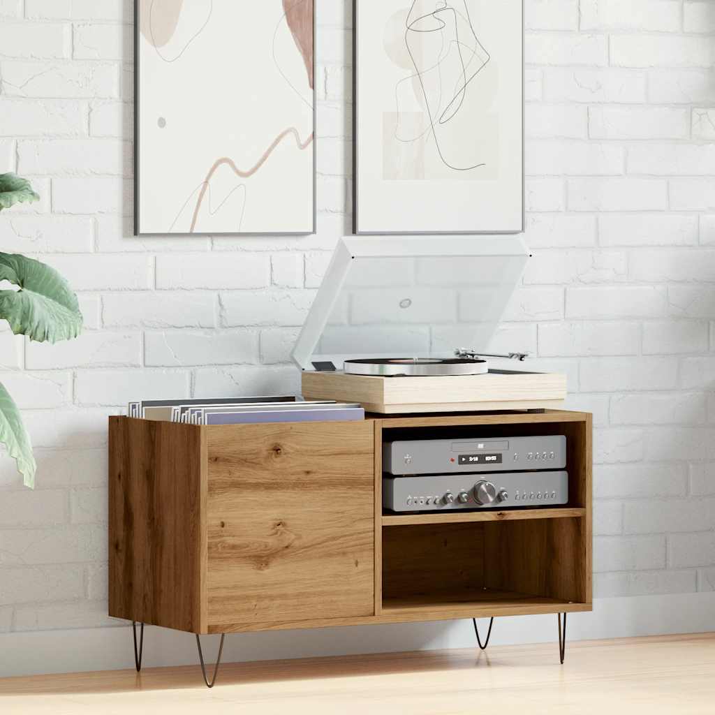 Platenkast 84,5x38x48 cm bewerkt hout artisanaal eikenkleur is nu te koop bij PeponiXL, paradijselijk wonen!