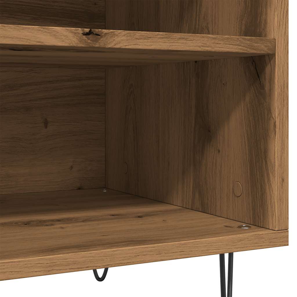 Platenkast 84,5x38x48 cm bewerkt hout artisanaal eikenkleur is nu te koop bij PeponiXL, paradijselijk wonen!