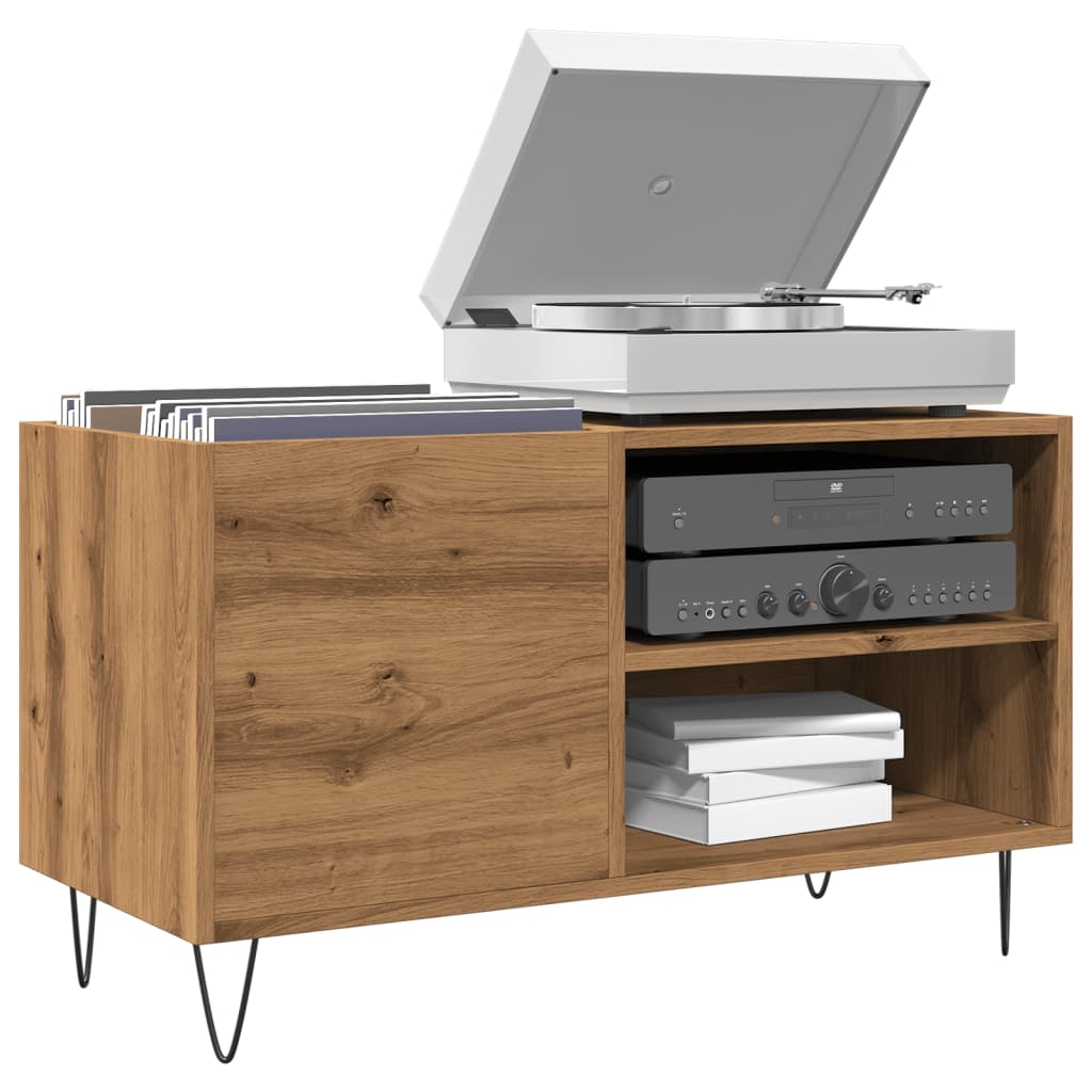 Platenkast 84,5x38x48 cm bewerkt hout artisanaal eikenkleur is nu te koop bij PeponiXL, paradijselijk wonen!