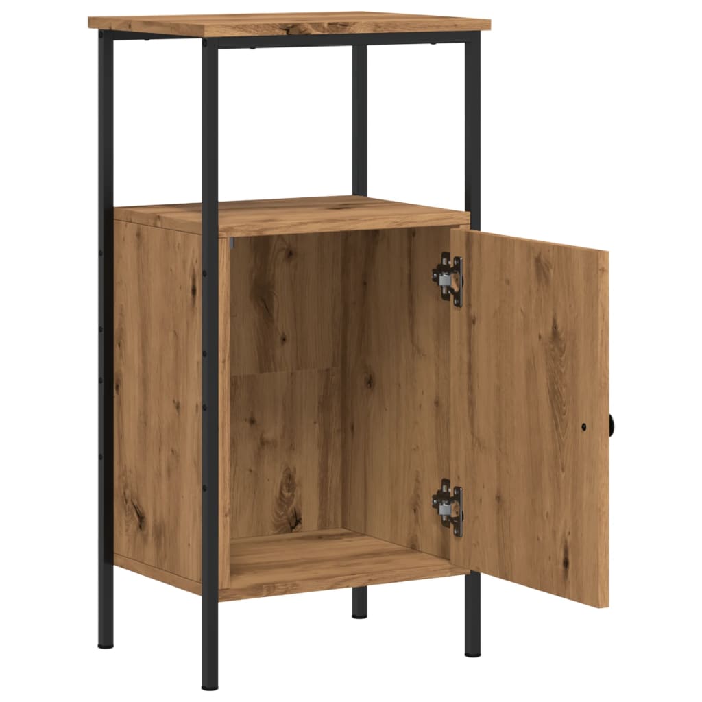 Nachtkastjes 2 st 41x31x80cm bewerkt hout artisanaal eikenkleur is nu te koop bij PeponiXL, paradijselijk wonen!