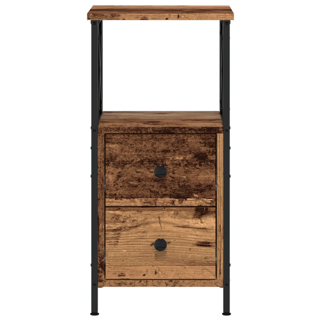 Nachtkastjes 2 st 34x35,5x70 cm bewerkt hout oud houtkleurig is nu te koop bij PeponiXL, paradijselijk wonen!
