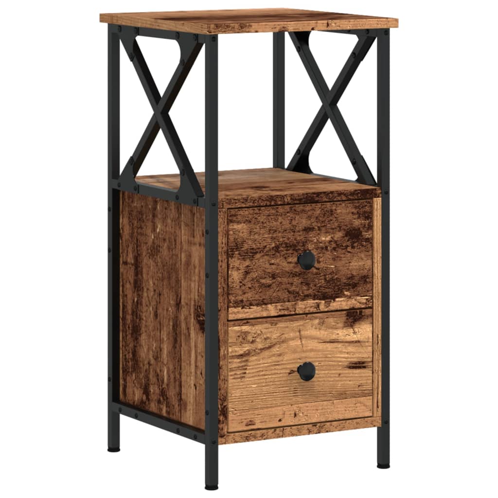 Nachtkastjes 2 st 34x35,5x70 cm bewerkt hout oud houtkleurig is nu te koop bij PeponiXL, paradijselijk wonen!
