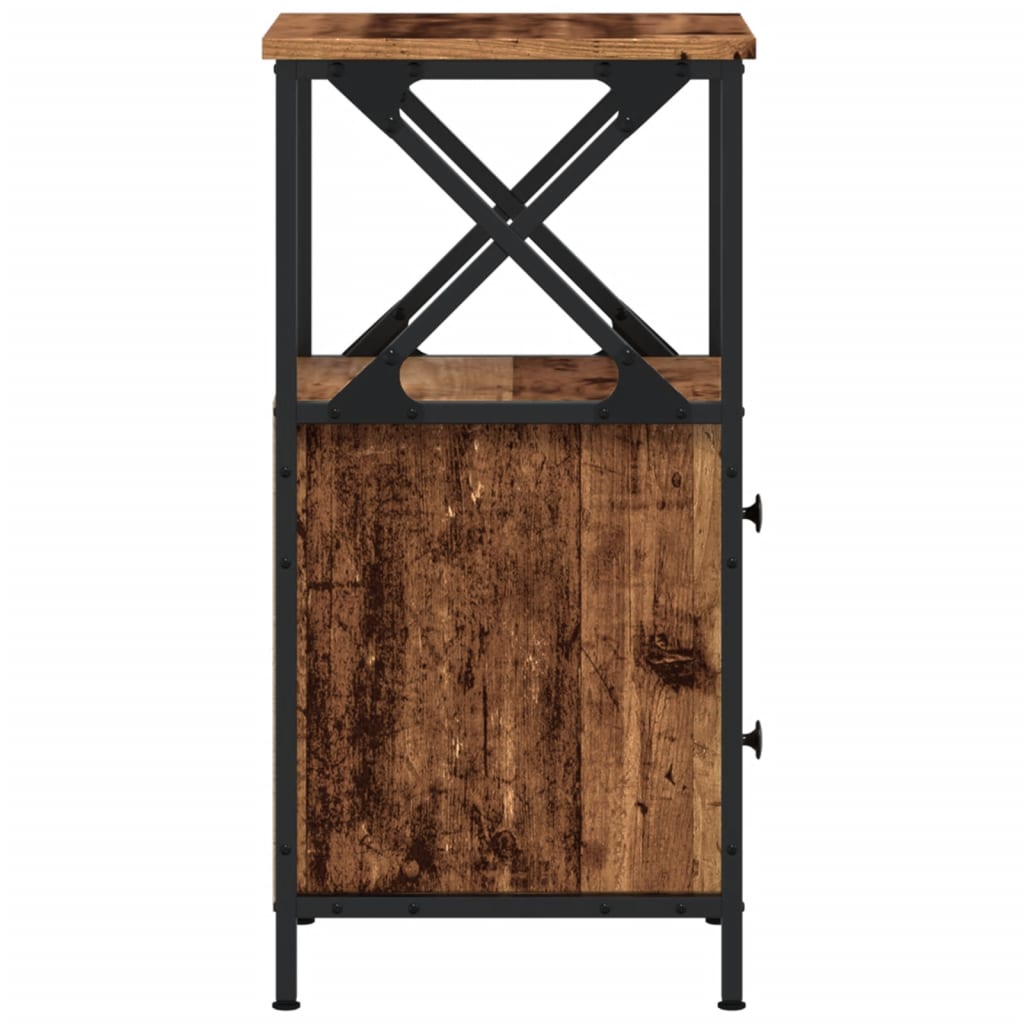 Nachtkastjes 2 st 34x35,5x70 cm bewerkt hout oud houtkleurig is nu te koop bij PeponiXL, paradijselijk wonen!