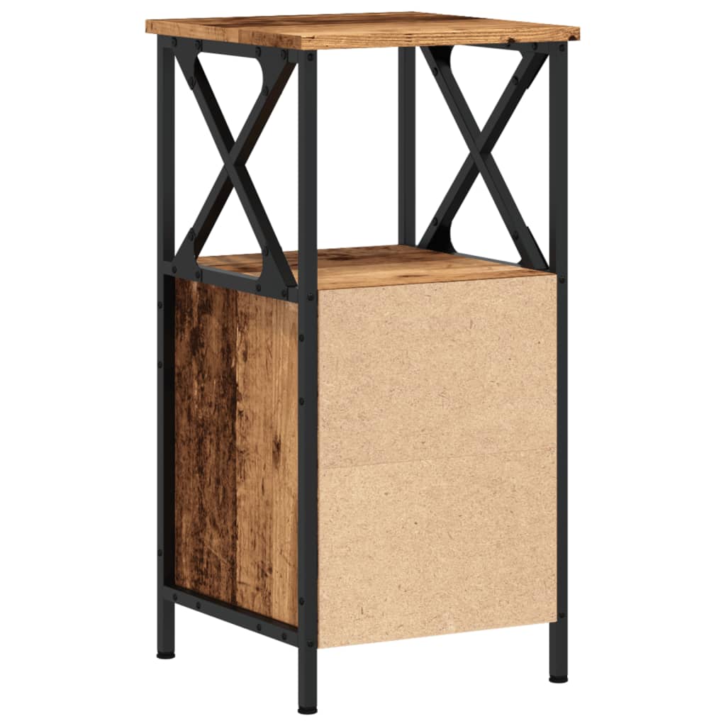 Nachtkastjes 2 st 34x35,5x70 cm bewerkt hout oud houtkleurig is nu te koop bij PeponiXL, paradijselijk wonen!