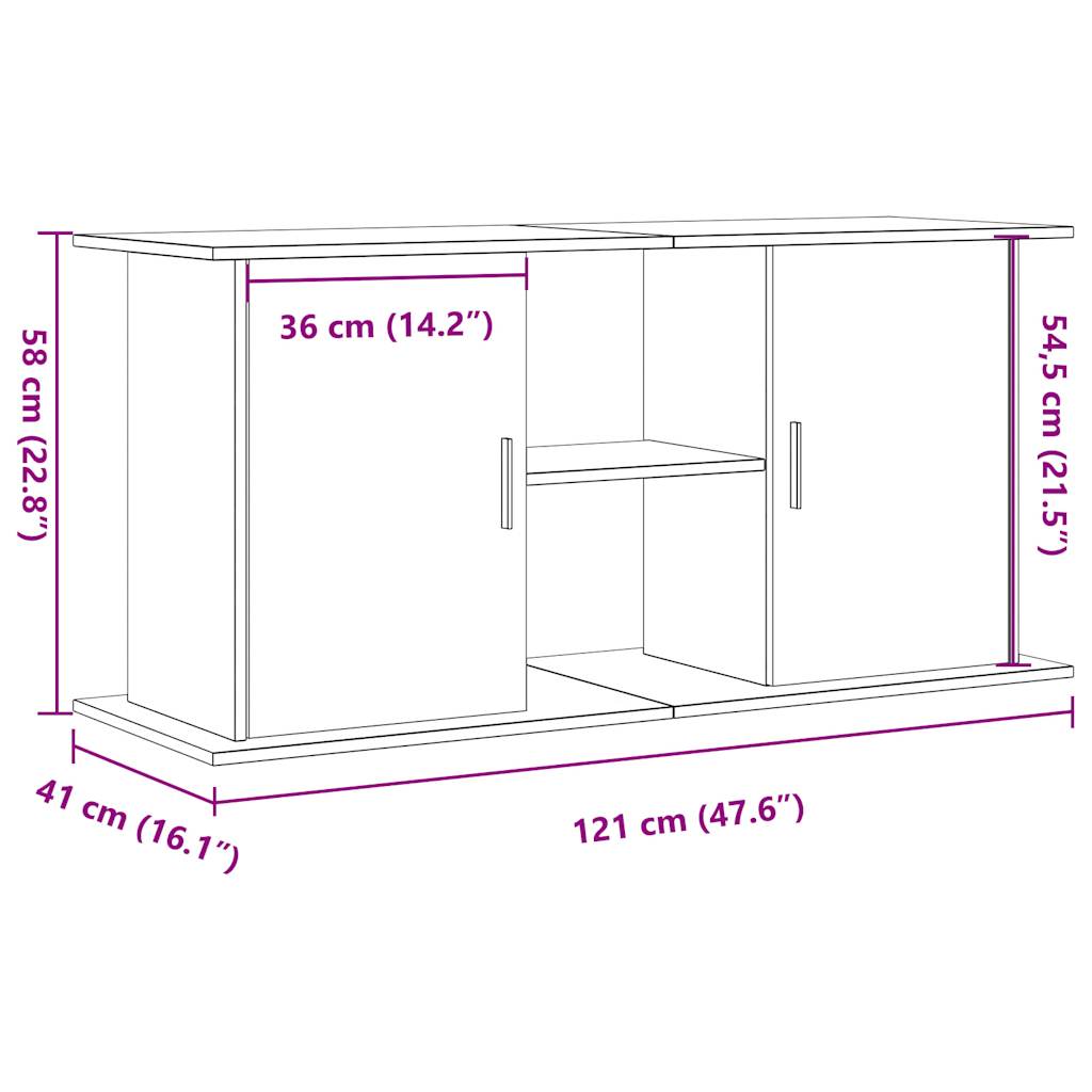 Aquariumstandaard 121x41x58 cm bewerkt hout oud houtkleurig is nu te koop bij PeponiXL, paradijselijk wonen!