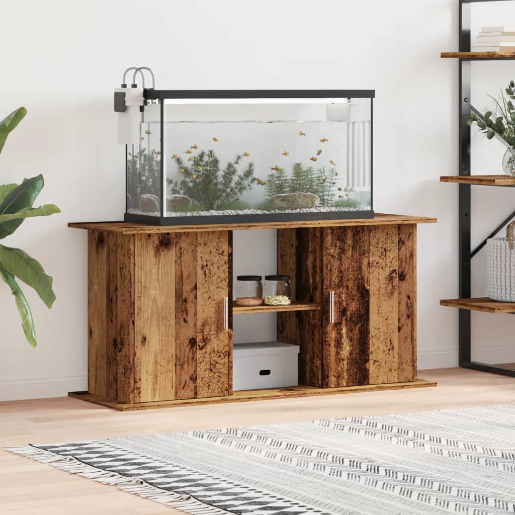 Aquariumstandaard 121x41x58 cm bewerkt hout oud houtkleurig is nu te koop bij PeponiXL, paradijselijk wonen!