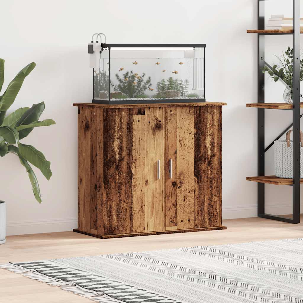 Aquariumstandaard 81x36x73 cm bewerkt hout oud houtkleurig is nu te koop bij PeponiXL, paradijselijk wonen!