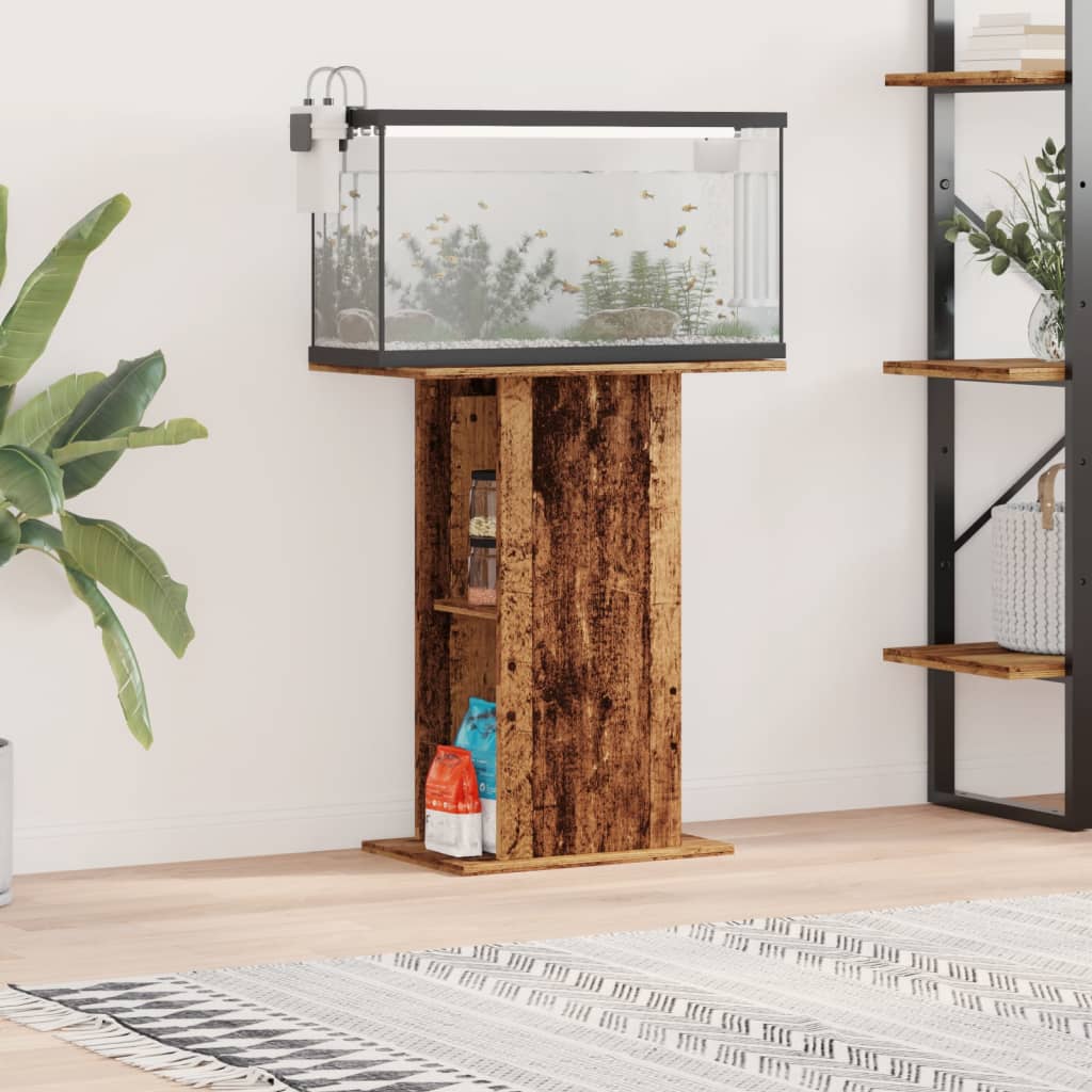Aquariumstandaard 36x60,5x72,5 cm bewerkt hout oud houtkleurig is nu te koop bij PeponiXL, paradijselijk wonen!