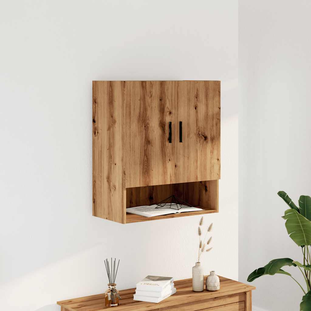 Wandkast 60x31x70 cm bewerkt hout artisanaal eikenkleur is nu te koop bij PeponiXL, paradijselijk wonen!