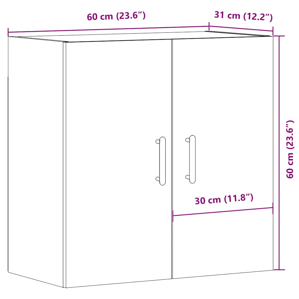 Wandkast 60x31x60 cm bewerkt hout artisanaal eikenkleurig is nu te koop bij PeponiXL, paradijselijk wonen!