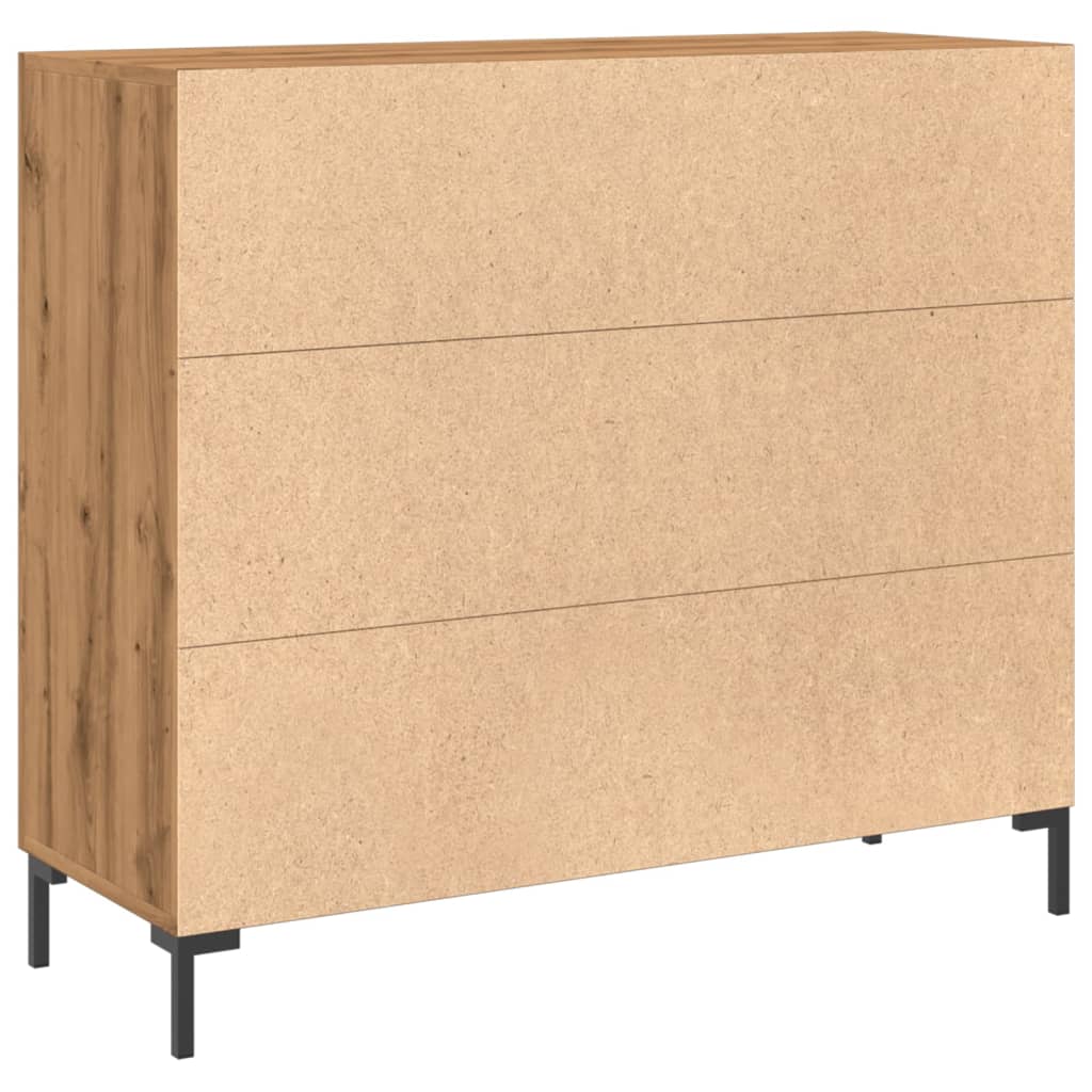 Dressoir 90x34x80 cm bewerkt hout artisanaal eikenkleurig is nu te koop bij PeponiXL, paradijselijk wonen!