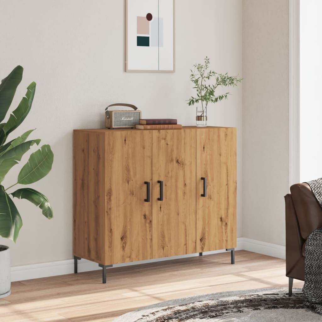 Dressoir 90x34x80 cm bewerkt hout artisanaal eikenkleurig is nu te koop bij PeponiXL, paradijselijk wonen!