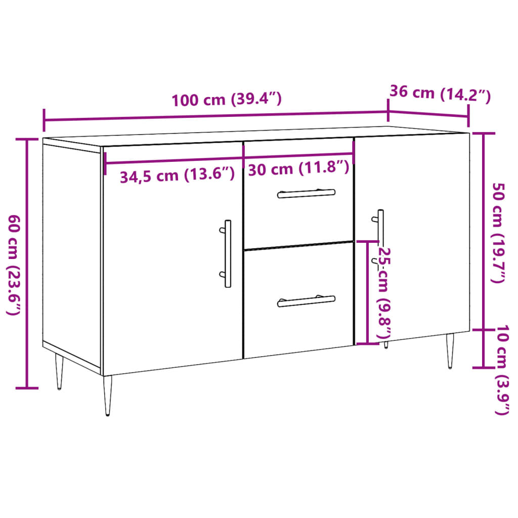 Dressoir 100x36x60 cm bewerkt hout artisanaal eikenkleurig is nu te koop bij PeponiXL, paradijselijk wonen!